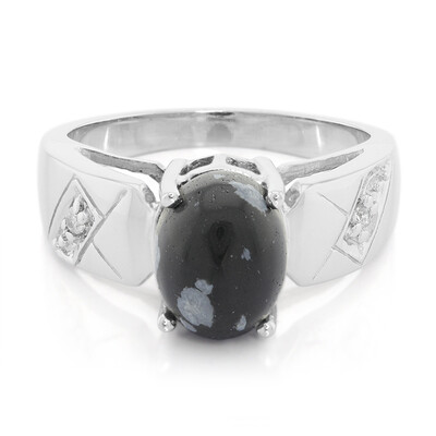 Anillo en plata con Obsidiana Copo de Nieve