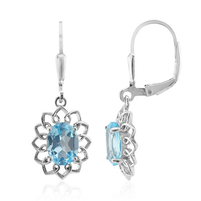 Pendientes en plata con Topacio azul cielo