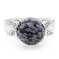 Anillo de hombre en plata con Obsidiana Copo de Nieve