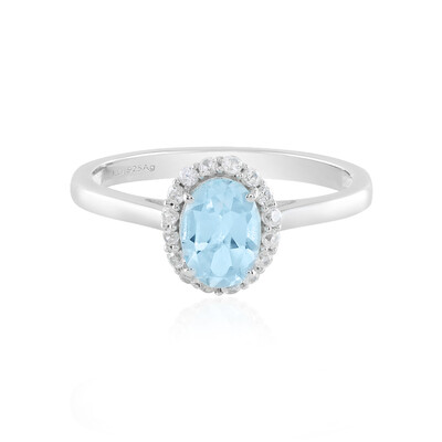 Anillo en plata con Topacio azul cielo