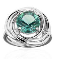 Anillo en plata con Fluorita verde