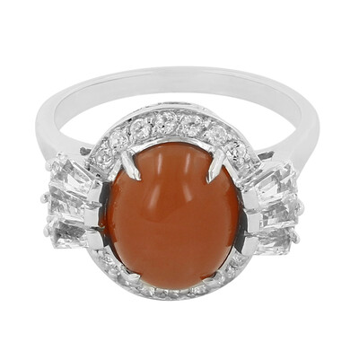 Anillo en plata con Piedra de luna naranja