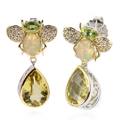 Pendientes en plata con Cuarzo del Ouro Verde (Dallas Prince Designs)