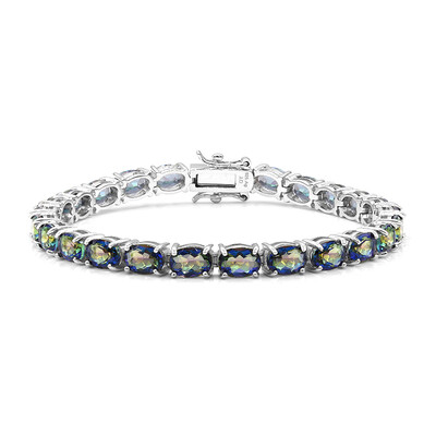 Brazalete en plata con Cuarzo Místico azul