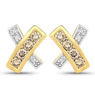 Pendientes en plata con Diamante chocolate PK