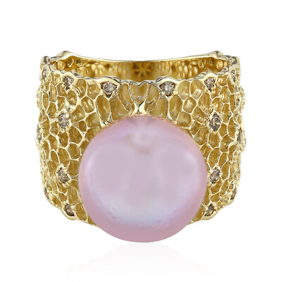 Anillo en oro con Perla Ming rosa (TPC)