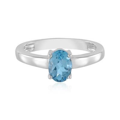 Anillo en plata con Topacio azul suizo