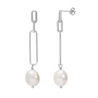 Pendientes en plata con Perla blanca Freshwater