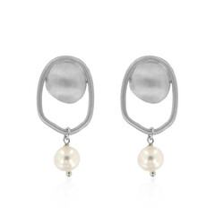 Pendientes en plata con Perla blanca Freshwater (Joias do Paraíso)