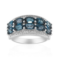 Anillo en plata con Topacio azul de Londres