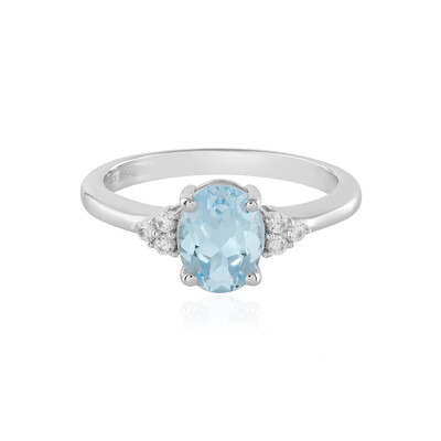 Anillo en plata con Topacio azul cielo