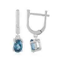 Pendientes en plata con Topacio azul de Londres