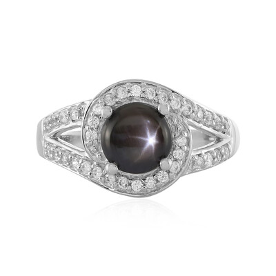 Anillo en plata con Zafiro estrella negra