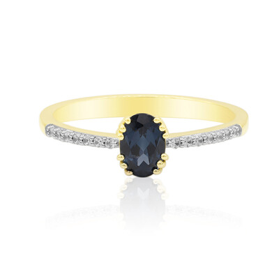 Anillo en oro con Espinela azul