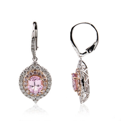 Pendientes en oro con Espinela de Birmania rosa (CIRARI)