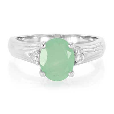 Anillo en plata con Calcedonia verde