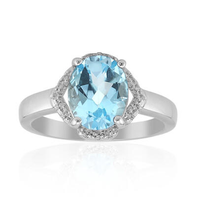 Anillo en plata con Topacio azul cielo