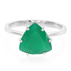 Anillo en plata con Calcedonia verde