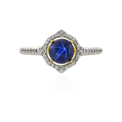 Anillo en plata con Zafiro estrella azul