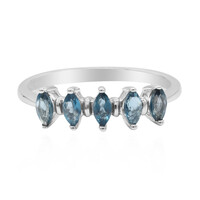 Anillo en plata con Topacio azul de Londres