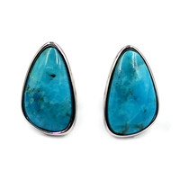 Pendientes en plata con Turquesa azul del Mohave Kingman (Faszination Türkis)