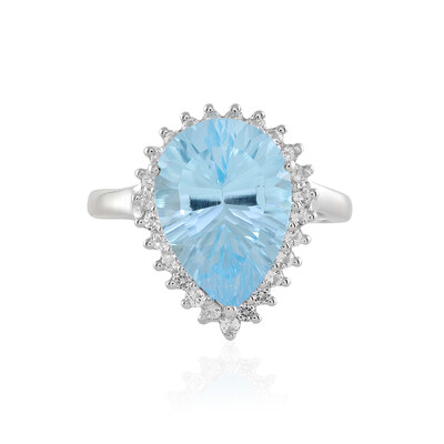 Anillo en plata con Topacio azul cielo