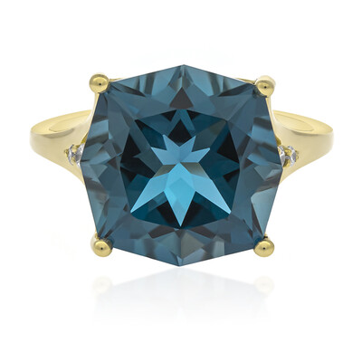 Anillo en oro con Topacio azul de Londres