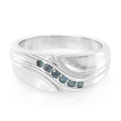 Anillo en plata con Diamante azul rey