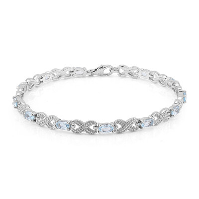 Brazalete en plata con Topacio azul cielo