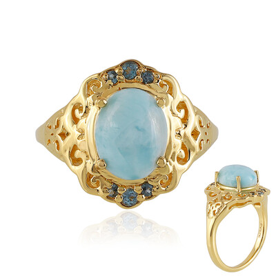 Anillo en plata con Larimar