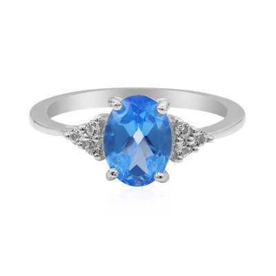 Anillo en plata con Topacio azul índigo