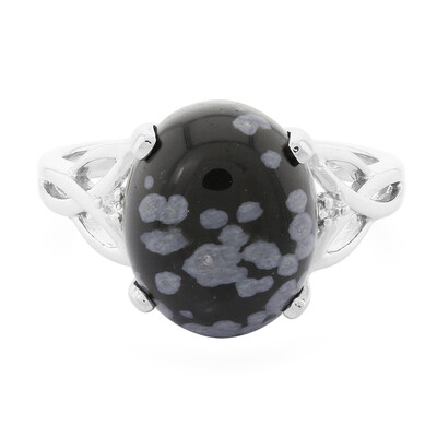 Anillo en plata con Obsidiana Copo de Nieve