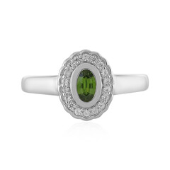 Anillo en plata con Zircón verde Ceylon