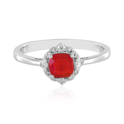 Anillo en plata con Ópalo rojo de Etiopía