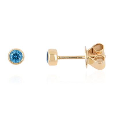 Pendientes en oro con Diamante azul SI2