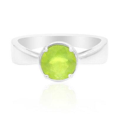 Anillo en plata con Ópalo verde de Brasil