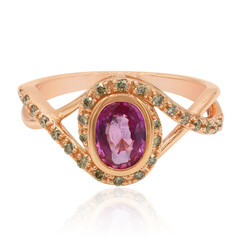 Anillo en oro con Zafiro rosado