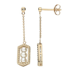 Pendientes en oro con Perla blanca Freshwater