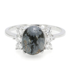 Anillo en plata con Obsidiana Copo de Nieve