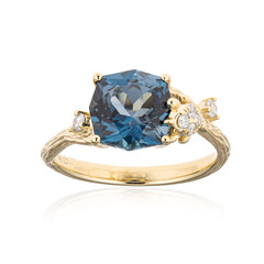 Anillo en oro con Topacio azul de Londres (Smithsonian)