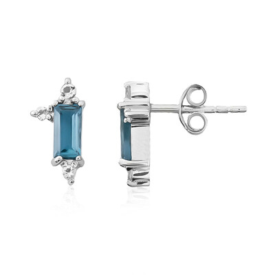 Pendientes en plata con Topacio azul de Londres