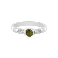 Anillo en plata con Zircón verde Ceylon