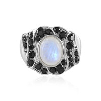 Anillo en plata con Piedra de Luna arcoíris