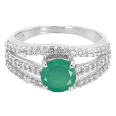 Anillo en plata con Calcedonia verde