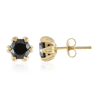 Pendientes en oro con Diamante negro