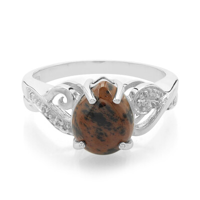 Anillo en plata con Obsidiana caoba