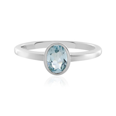 Anillo en plata con Topacio azul cielo