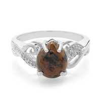 Anillo en plata con Obsidiana caoba