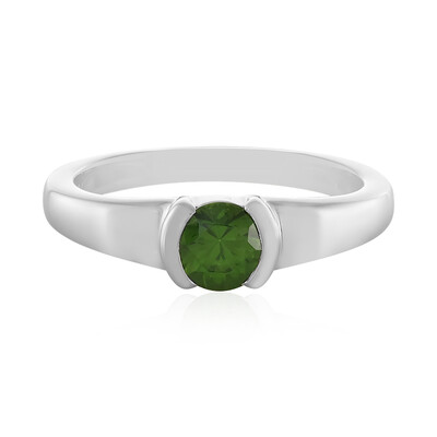 Anillo en plata con Zircón verde Ceylon