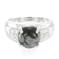 Anillo de hombre en plata con Obsidiana Copo de Nieve